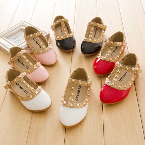 Chaussures enfants en PU pointu rivet pour printemps - Ref 983963