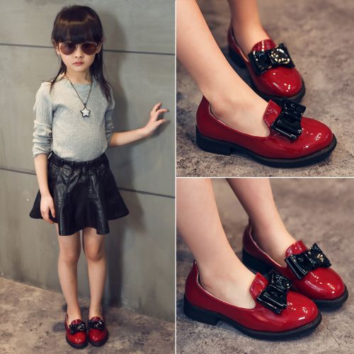 Chaussures enfants en PU ronde brodé pour printemps - semelle caoutchouc Ref 983972