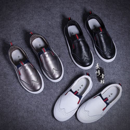 Chaussures enfants en cuir ronde pour printemps - semelle caoutchouc antidérapant Ref 983975