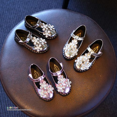 Chaussures enfants en PU ronde avec perles pour printemps - semelle plastique Ref 983981