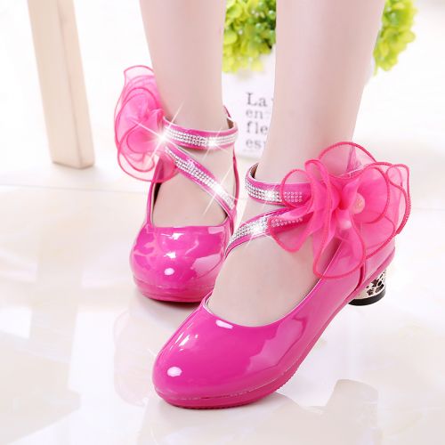 Chaussures enfants en PU ronde avec perles pour printemps - semelle caoutchouc Ref 984001