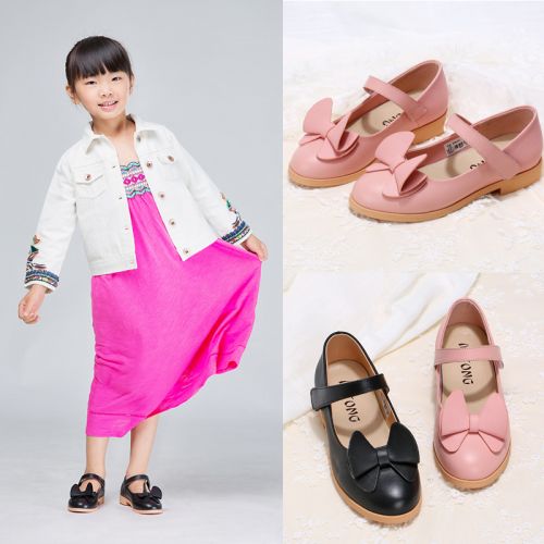 Chaussures enfants en cuir ronde pour printemps - semelle caoutchouc antidérapant Ref 984029