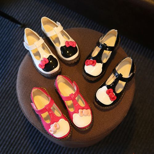 Chaussures enfants ronde coutures cuir pour printemps - semelle caoutchouc Ref 984076