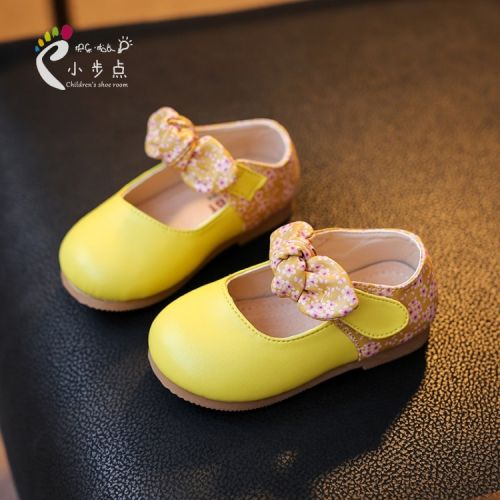 Chaussures enfants ronde coutures cuir pour printemps - semelle caoutchouc antidérapant Ref 984082