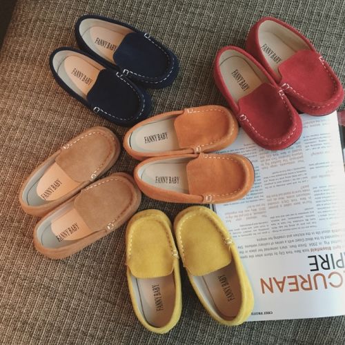 Chaussures enfants en de vache, Nubuck, ronde pour Toute saison - semelle caoutchouc Ref 984083