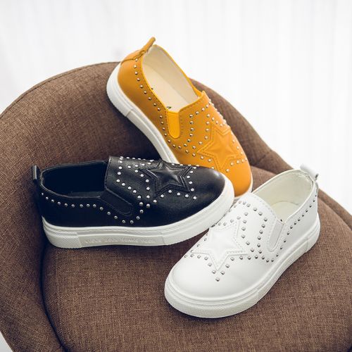 Chaussures enfants en cuir synthétique ronde rivet pour printemps - semelle caoutchouc Ref 984114