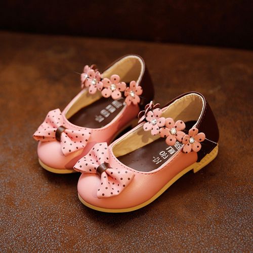 Chaussures enfants en PU ronde avec perles pour printemps - semelle caoutchouc antidérapant Ref 984135