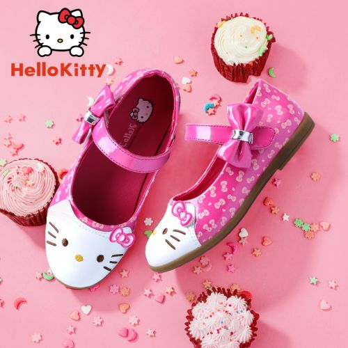 Chaussures enfants en cuir synthétique HELLO KITTY ronde coutures pour printemps - semelle TPR Ref 984139