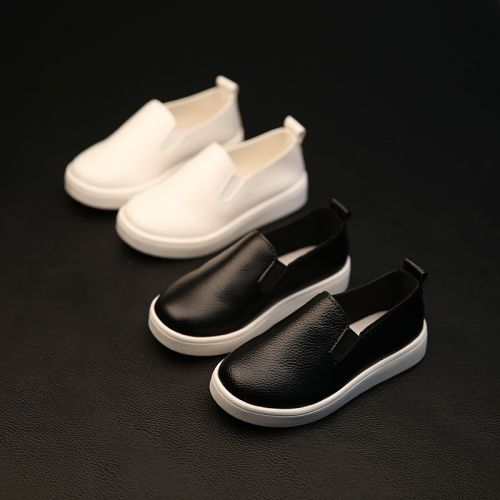 Chaussures enfants ronde coutures cuir pour printemps - semelle caoutchouc Ref 984171