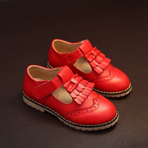 Chaussures enfants en PU ronde houppe pour printemps - semelle caoutchouc naturel Ref 984175