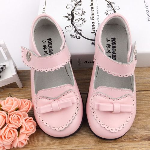 Chaussures enfants en cuir ronde brodé pour printemps - semelle caoutchouc antidérapant Ref 984202