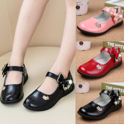 Chaussures enfants ronde avec perles pour printemps - semelle caoutchouc Ref 984206