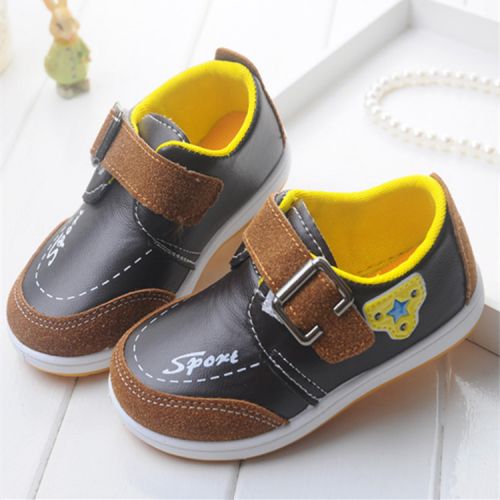 Chaussures enfants en PU ronde coutures cuir pour printemps - Ref 984214