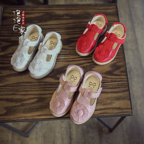 Chaussures enfants en PU ronde coutures cuir pour printemps - semelle caoutchouc Wear Ref 984256