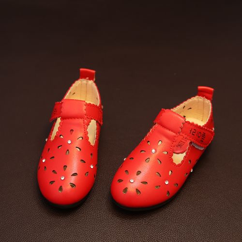 Chaussures enfants en PU ronde avec perles pour été - semelle caoutchouc Ref 984260