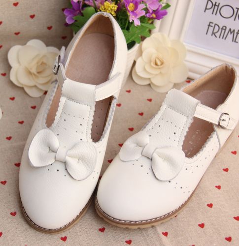 Chaussures enfants en cuir ronde brodé pour printemps - Ref 984269