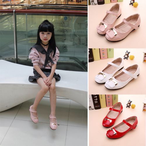Chaussures enfants en PU pointu avec perles pour printemps - semelle caoutchouc Ref 984270
