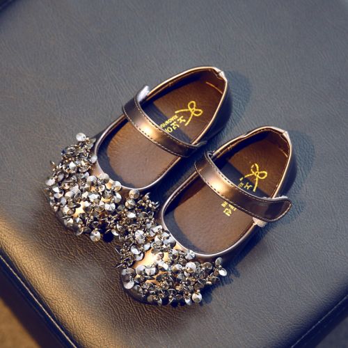 Chaussures enfants en PU ronde avec perles pour printemps - semelle caoutchouc Ref 984317