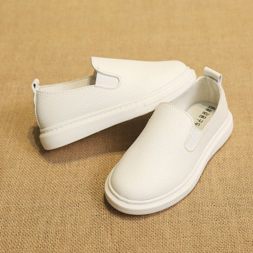 Chaussures enfants en chamois ronde coutures cuir pour printemps - semelle plastique Ref 984328