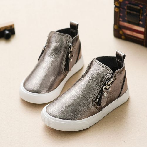 Chaussures enfants en similicuir ronde coutures cuir pour printemps - semelle caoutchouc naturel Ref 984349