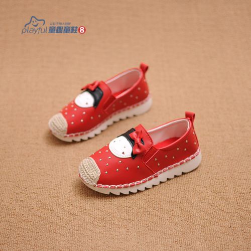 Chaussures enfants en cuir synthétique ronde coutures pour printemps - semelle TPR Ref 984389