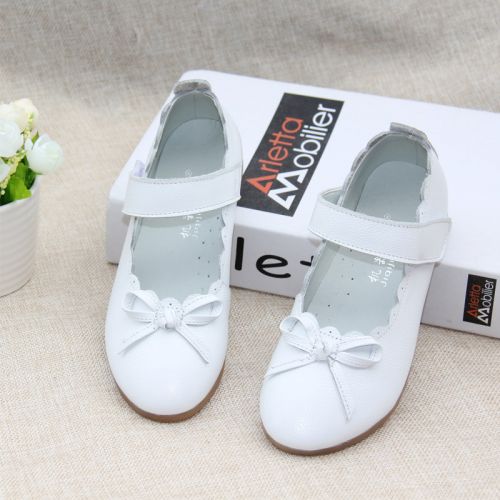 Chaussures enfants en cuir ronde brodé pour printemps - Ref 984407