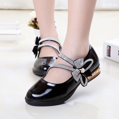 Chaussures enfants en PU JIUFENG BRID ronde avec perles pour printemps - semelle caoutchouc Ref 984465