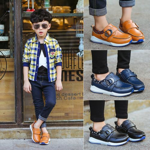 Chaussures enfants en cuir ronde pour printemps - semelle caoutchouc naturel Ref 984467