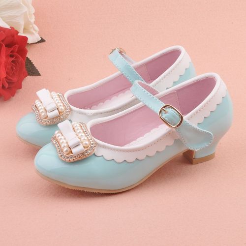 Chaussures enfants en PU ronde avec perles pour printemps - semelle caoutchouc Wear Ref 984470