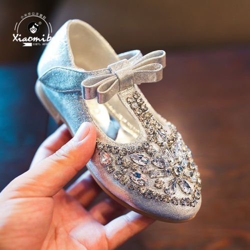 Chaussures enfants en PU ronde avec perles pour printemps - semelle caoutchouc Ref 984477