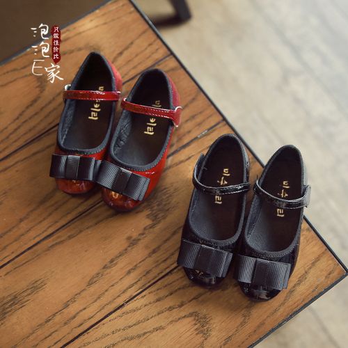 Chaussures enfants en PU tête carrée coutures cuir pour printemps - semelle caoutchouc antidérapant Ref 984497