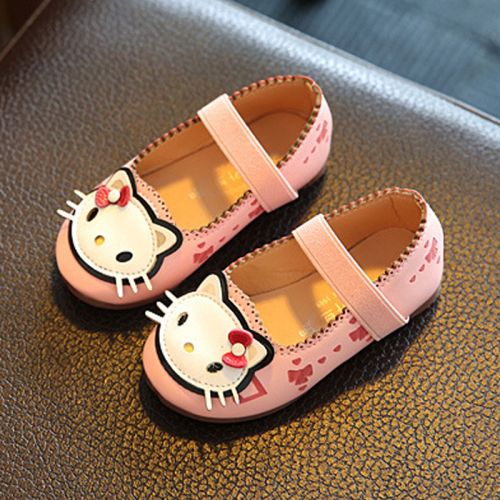 Chaussures enfants en PU ronde coutures cuir pour printemps - Ref 984513