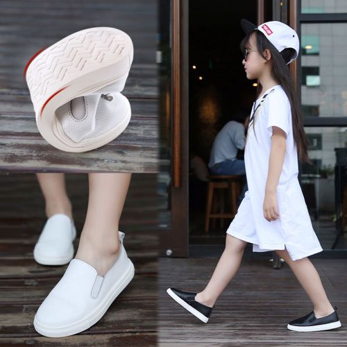 Chaussures enfants en cuir ronde coutures pour printemps - semelle caoutchouc naturel Ref 984517