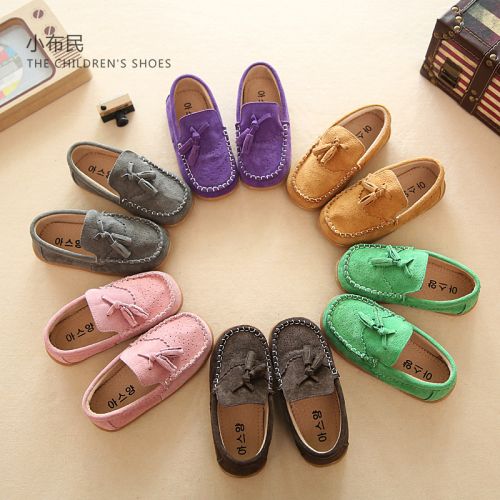 Chaussures enfants en peau de porc ronde houppe pour printemps - Ref 984544