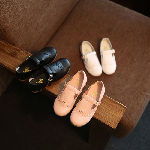 Chaussures enfants en similicuir ronde coutures cuir pour printemps - semelle caoutchouc Ref 984547