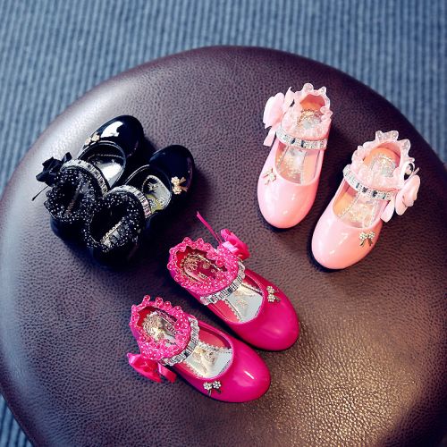 Chaussures enfants en PU ronde avec perles pour printemps - semelle caoutchouc Ref 984555