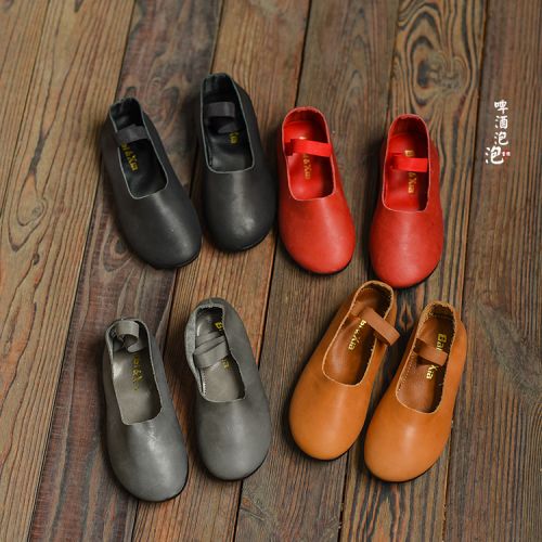 Chaussures enfants en cuir ronde pour printemps - semelle caoutchouc Ref 984563