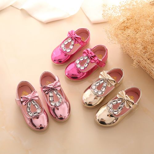 Chaussures enfants en cuir synthétique CONNCHE ronde avec perles pour printemps - semelle caoutchouc Ref 984569