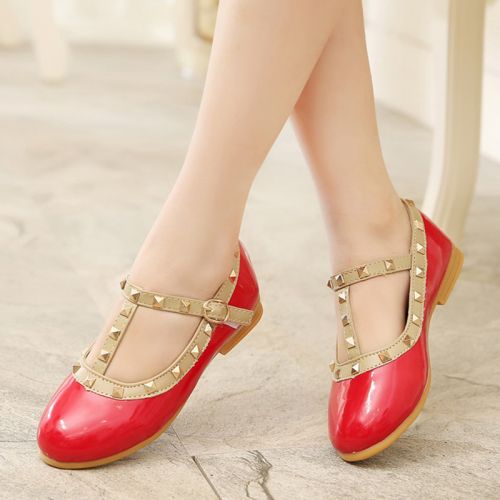 Chaussures enfants en PU pointu rivet pour printemps - Ref 984574