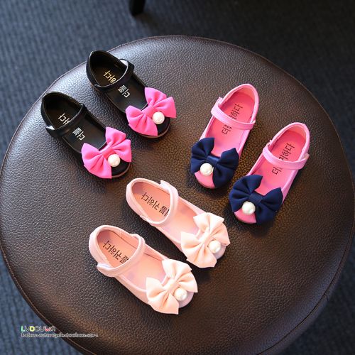 Chaussures enfants en PU ronde coutures cuir pour printemps - Ref 984577