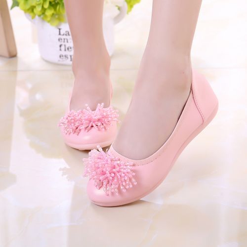 Chaussures enfants en PU ronde avec perles pour printemps - semelle caoutchouc naturel Ref 984593