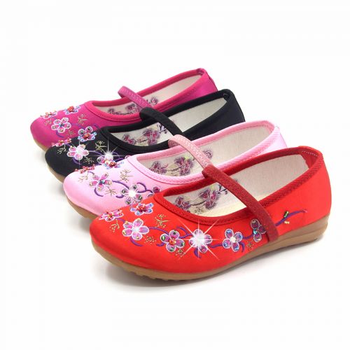 Chaussures enfants tissu en satin pour printemps - Ref 1049804