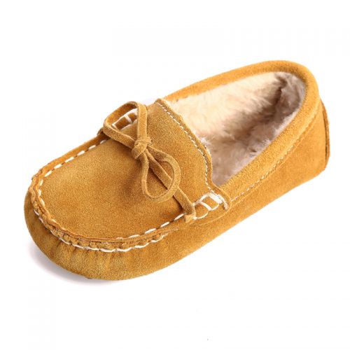 Chaussures hiver enfant en cuir QXDOU tête plate coutures pour - semelle plastique Ref 1042857
