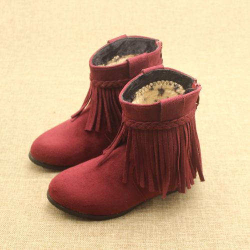 Chaussures hiver enfant en de vache, Nubuck, ronde houppe pour printemps - semelle caoutchouc naturel Ref 1043057