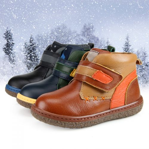 Chaussures hiver enfant en cuir ronde pour - semelle caoutchouc antidérapant Ref 1043214