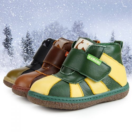 Chaussures hiver enfant en cuir ronde pour - semelle caoutchouc Ref 1043406