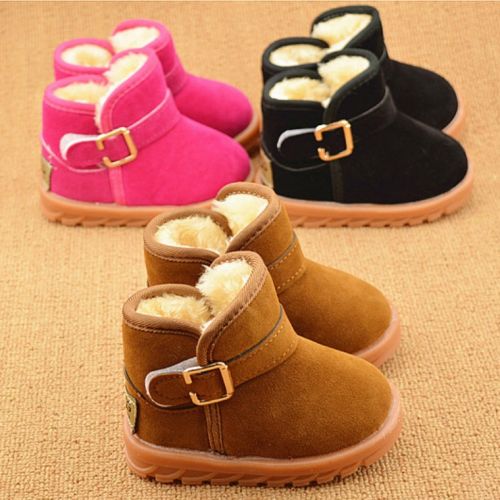 Chaussures hiver enfant en de vache, Nubuck, ronde houppe pour - semelle caoutchouc antidérapant Ref 1043407