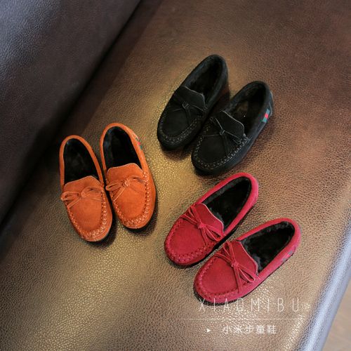 Chaussures hiver enfant en cuir ronde pour - semelle caoutchouc antidérapant Ref 1043489