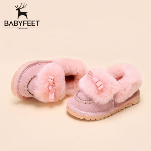 Chaussures hiver enfant en de vache, Nubuck, BABYFEET ronde Flanger pour - semelle Ref 1043519
