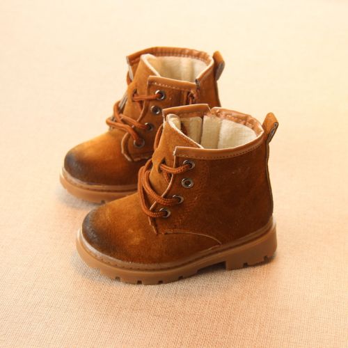 Chaussures hiver enfant en de vache, Nubuck, ronde pour - semelle caoutchouc antidérapant Ref 1
